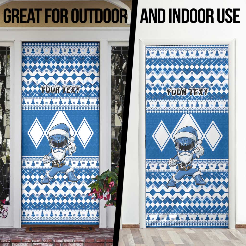 Personalized Power Blue Ranger Santa Claus Door Cover Funny Christmas - Wonder Print Shop