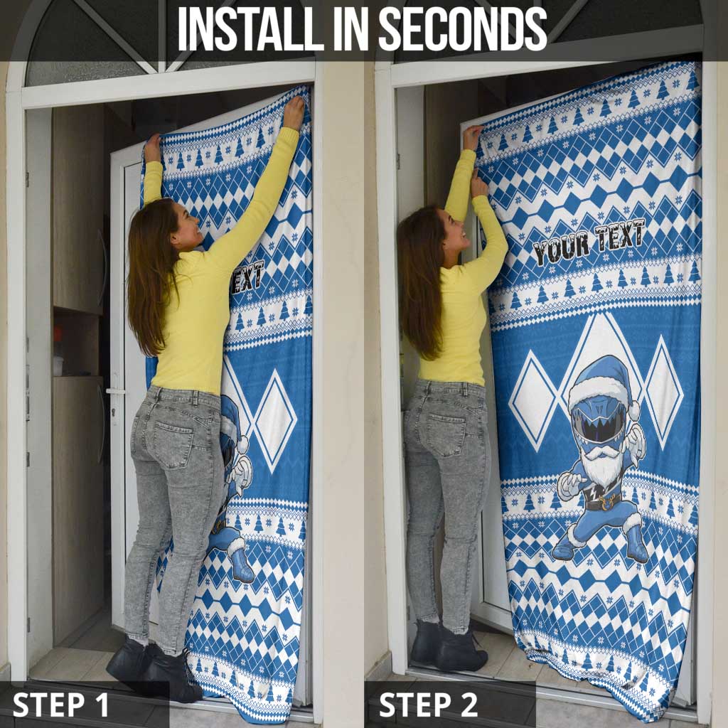 Personalized Power Blue Ranger Santa Claus Door Cover Funny Christmas - Wonder Print Shop