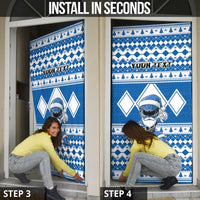 Personalized Power Blue Ranger Santa Claus Door Cover Funny Christmas - Wonder Print Shop