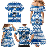 Personalized Power Blue Ranger Santa Claus Family Matching Mermaid Dress and Hawaiian Shirt Funny Christmas - Wonder Print Shop