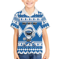 Personalized Power Blue Ranger Santa Claus Family Matching Mermaid Dress and Hawaiian Shirt Funny Christmas - Wonder Print Shop