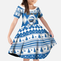Personalized Power Blue Ranger Santa Claus Family Matching Off Shoulder Maxi Dress and Hawaiian Shirt Funny Christmas - Wonder Print Shop