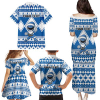 Personalized Power Blue Ranger Santa Claus Family Matching Puletasi and Hawaiian Shirt Funny Christmas - Wonder Print Shop