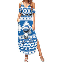 Personalized Power Blue Ranger Santa Claus Family Matching Summer Maxi Dress and Hawaiian Shirt Funny Christmas - Wonder Print Shop