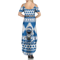 Personalized Power Blue Ranger Santa Claus Family Matching Summer Maxi Dress and Hawaiian Shirt Funny Christmas - Wonder Print Shop