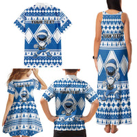 Personalized Power Blue Ranger Santa Claus Family Matching Tank Maxi Dress and Hawaiian Shirt Funny Christmas - Wonder Print Shop
