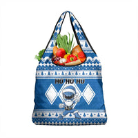 Power Blue Ranger Santa Claus Grocery Bag Funny Christmas - Wonder Print Shop