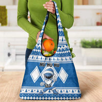 Power Blue Ranger Santa Claus Grocery Bag Funny Christmas - Wonder Print Shop