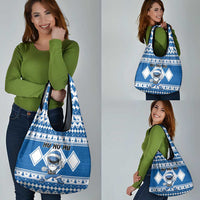 Power Blue Ranger Santa Claus Grocery Bag Funny Christmas - Wonder Print Shop