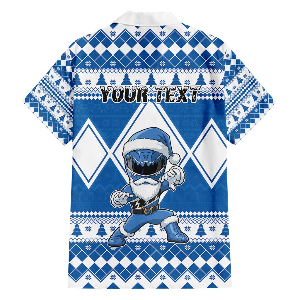 Personalized Power Blue Ranger Santa Claus Hawaiian Shirt Funny Christmas - Wonder Print Shop