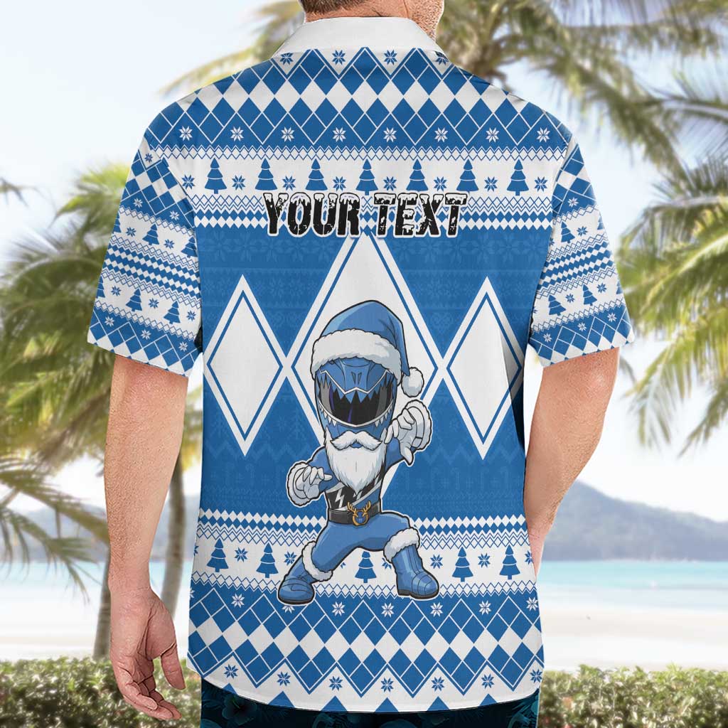 Personalized Power Blue Ranger Santa Claus Hawaiian Shirt Funny Christmas - Wonder Print Shop
