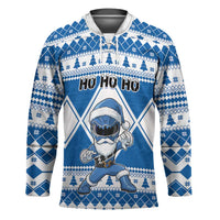 Personalized Power Blue Ranger Santa Claus Hockey Jersey Funny Christmas - Wonder Print Shop