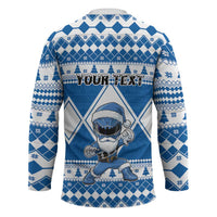 Personalized Power Blue Ranger Santa Claus Hockey Jersey Funny Christmas - Wonder Print Shop