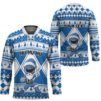 Personalized Power Blue Ranger Santa Claus Hockey Jersey Funny Christmas - Wonder Print Shop