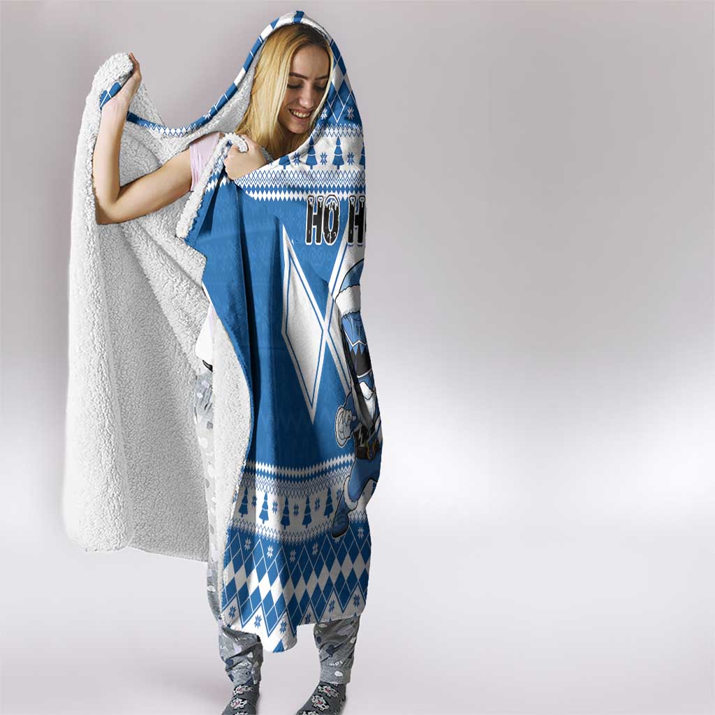 Power Blue Ranger Santa Claus Hooded Blanket Funny Christmas - Wonder Print Shop