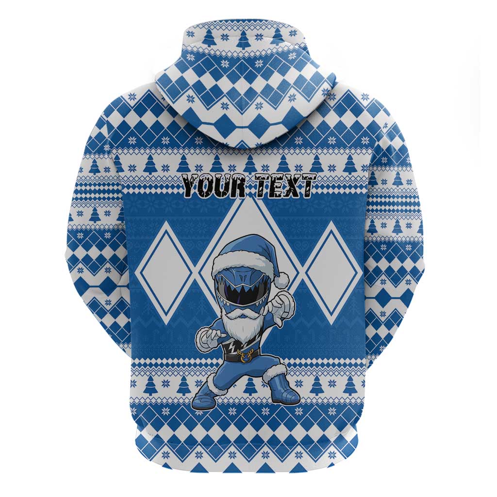 Personalized Power Blue Ranger Santa Claus Hoodie Funny Christmas - Wonder Print Shop