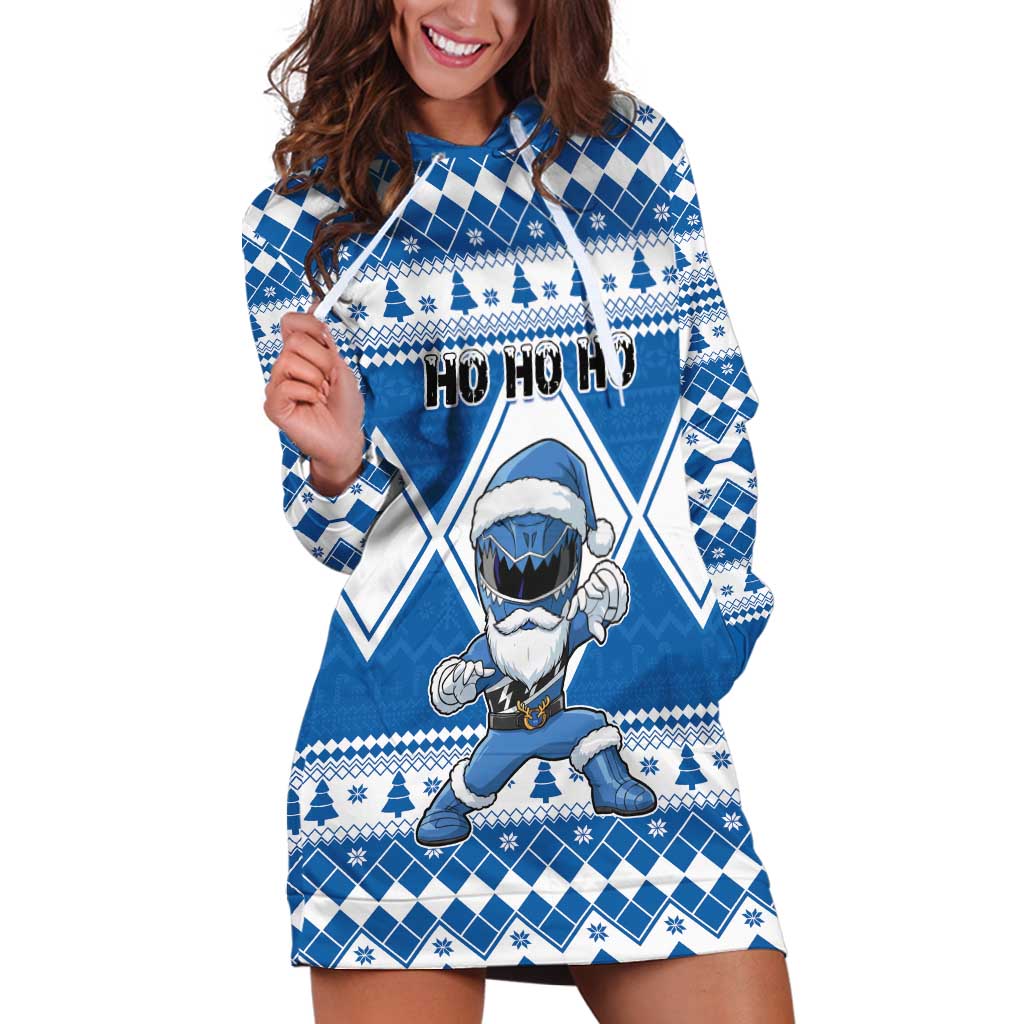 Personalized Power Blue Ranger Santa Claus Hoodie Dress Funny Christmas - Wonder Print Shop