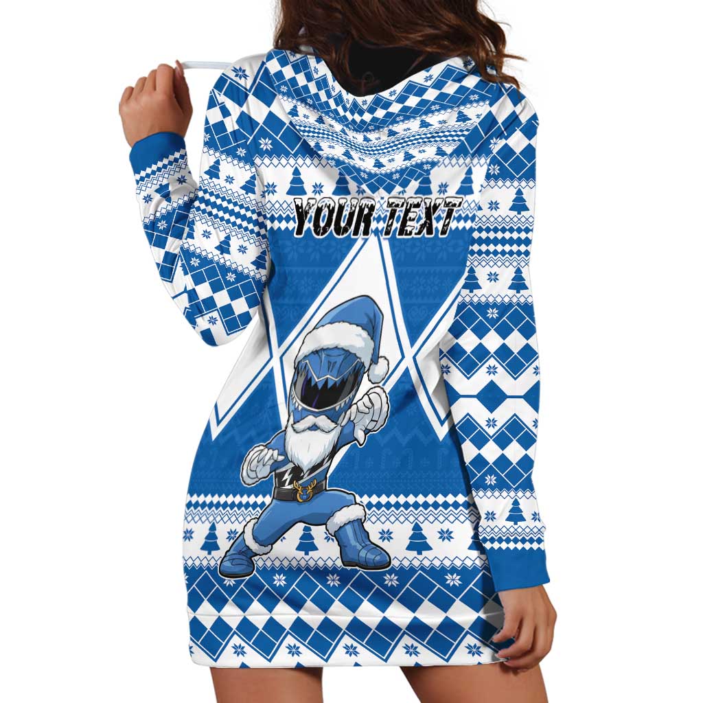 Personalized Power Blue Ranger Santa Claus Hoodie Dress Funny Christmas - Wonder Print Shop