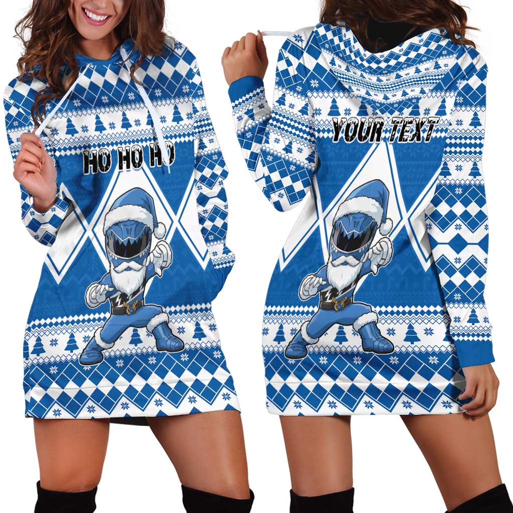 Personalized Power Blue Ranger Santa Claus Hoodie Dress Funny Christmas - Wonder Print Shop