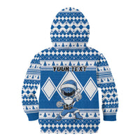 Personalized Power Blue Ranger Santa Claus Kid Hoodie Funny Christmas - Wonder Print Shop