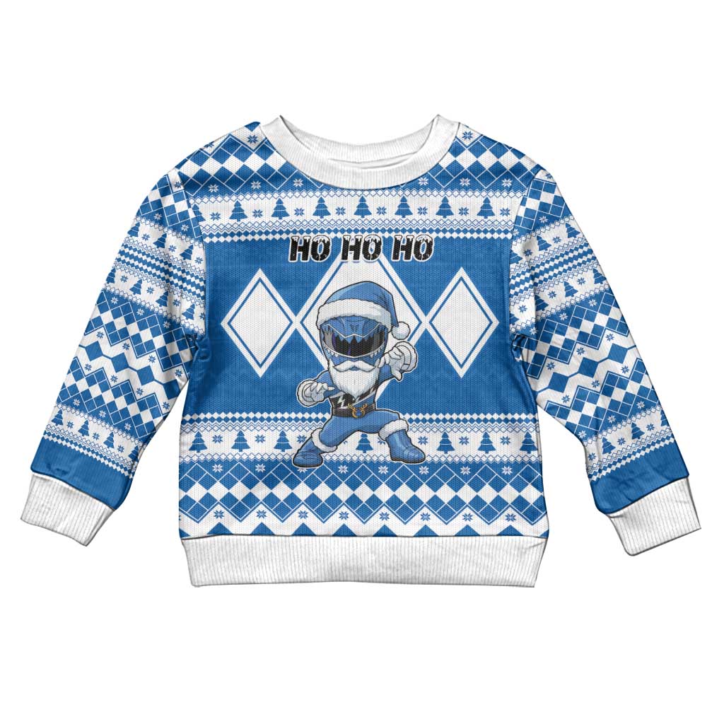 Power Blue Ranger Santa Claus Kid Ugly Christmas Sweater Funny Christmas - Wonder Print Shop