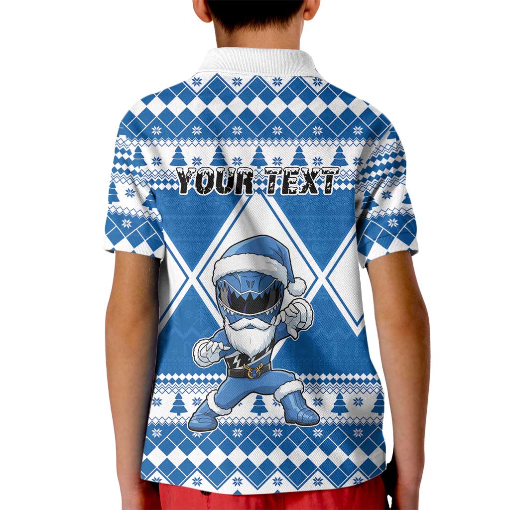Personalized Power Blue Ranger Santa Claus Kid Polo Shirt Funny Christmas - Wonder Print Shop