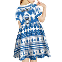 Personalized Power Blue Ranger Santa Claus Kid Short Sleeve Dress Funny Christmas - Wonder Print Shop