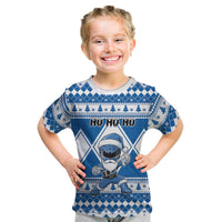 Personalized Power Blue Ranger Santa Claus Kid T Shirt Funny Christmas - Wonder Print Shop