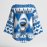 Personalized Power Blue Ranger Santa Claus Kimono Sleeve Blouse Funny Christmas - Wonder Print Shop