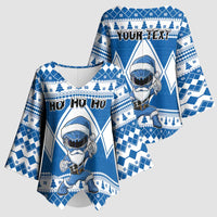 Personalized Power Blue Ranger Santa Claus Kimono Sleeve Blouse Funny Christmas - Wonder Print Shop