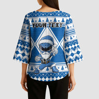 Personalized Power Blue Ranger Santa Claus Kimono Sleeve Blouse Funny Christmas - Wonder Print Shop