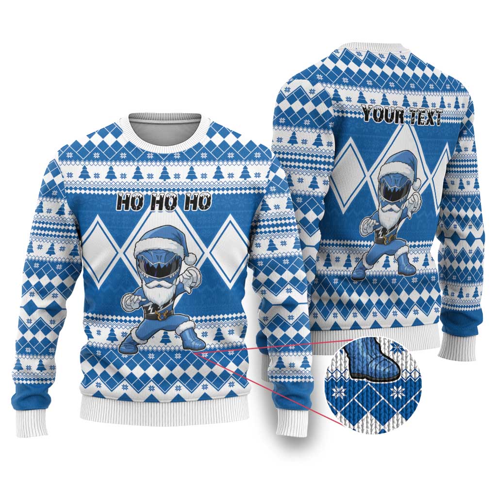 Power Blue Ranger Santa Claus Ugly Christmas Sweater Funny Christmas - Wonder Print Shop