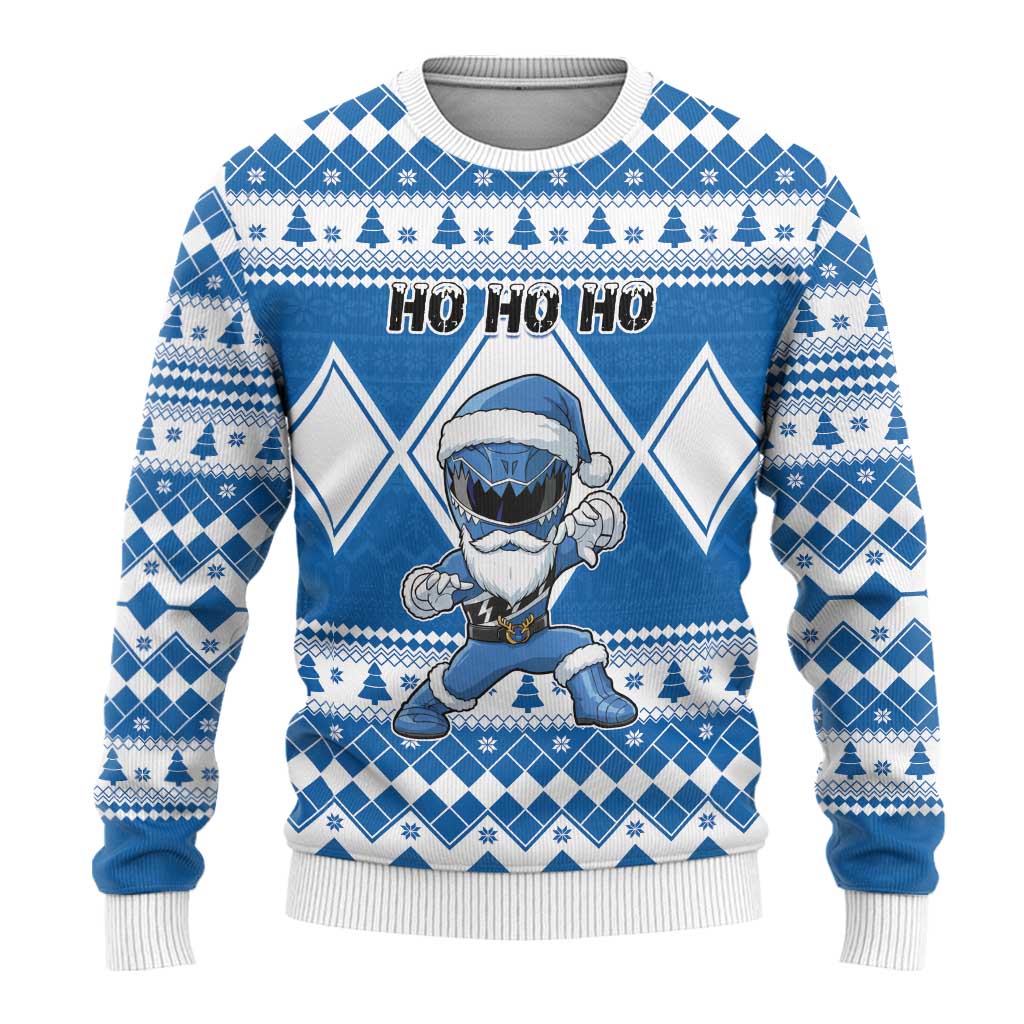 Power Blue Ranger Santa Claus Ugly Christmas Sweater Funny Christmas - Wonder Print Shop
