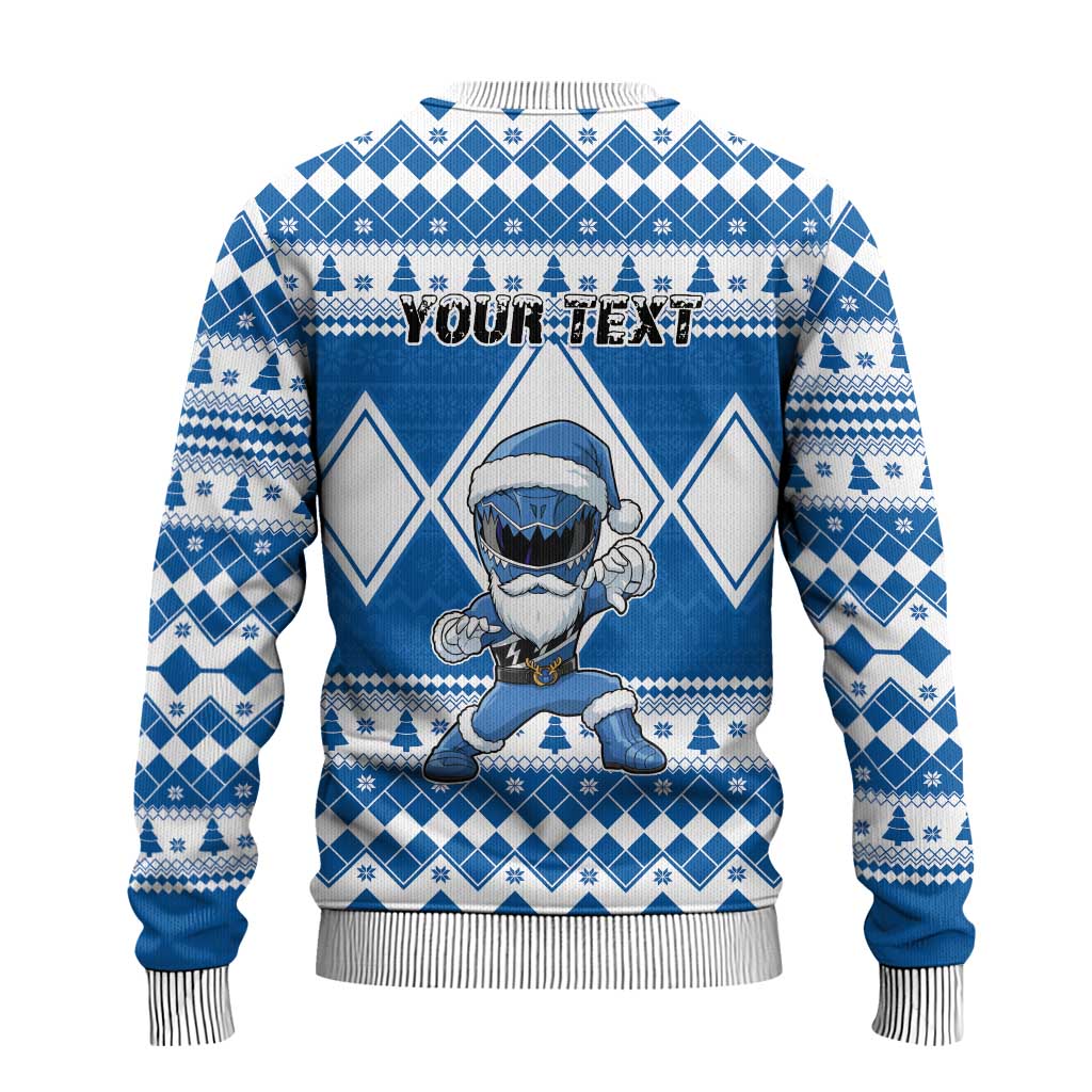 Power Blue Ranger Santa Claus Ugly Christmas Sweater Funny Christmas - Wonder Print Shop