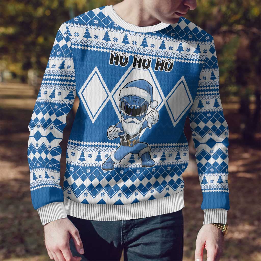 Power Blue Ranger Santa Claus Ugly Christmas Sweater Funny Christmas - Wonder Print Shop