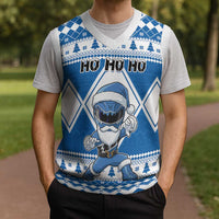 Power Blue Ranger Santa Claus Christmas Knitted V-Neck Vest Funny Christmas - Wonder Print Shop