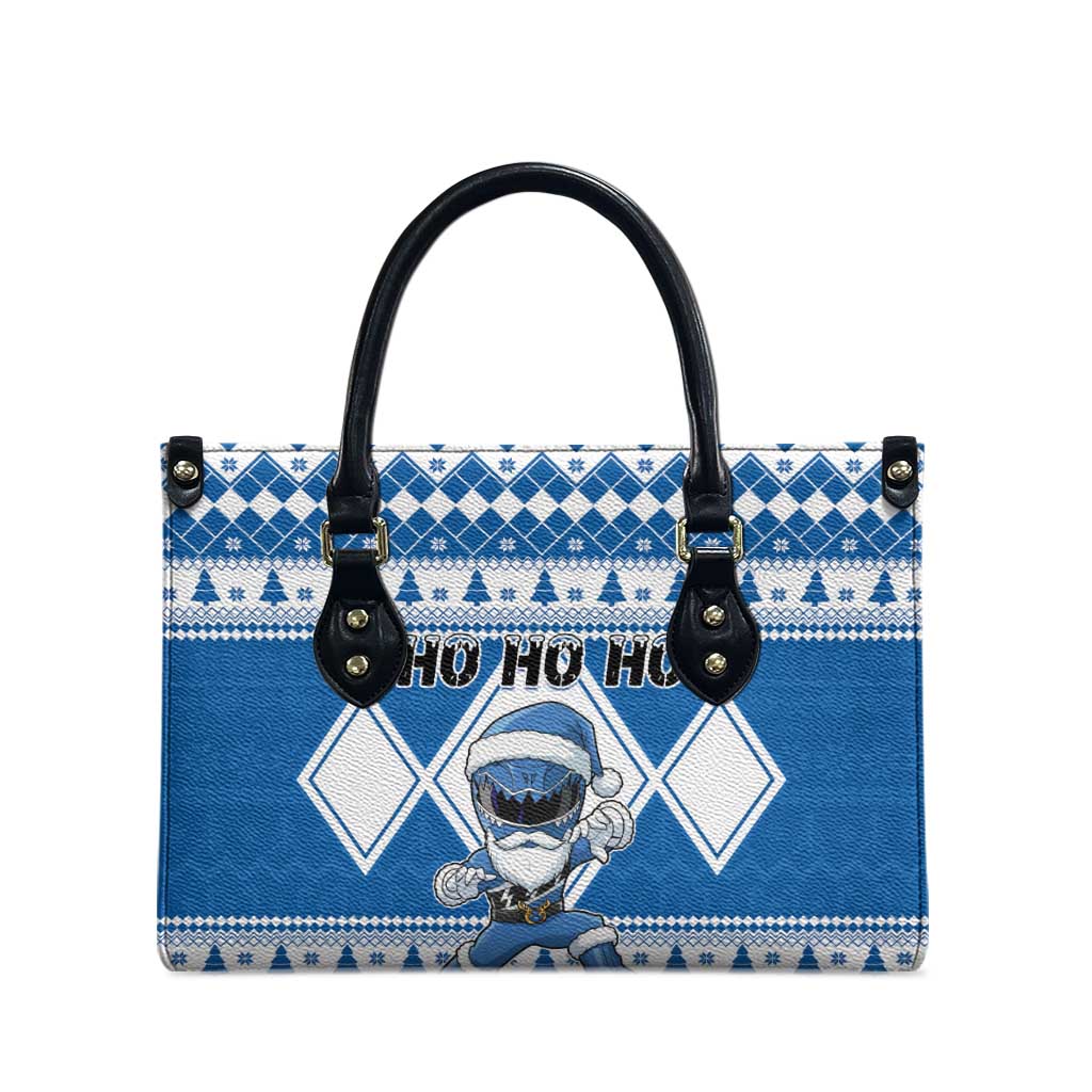 Power Blue Ranger Santa Claus Leather Bag Funny Christmas - Wonder Print Shop