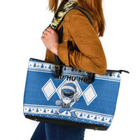 Power Blue Ranger Santa Claus Leather Tote Bag Funny Christmas - Wonder Print Shop