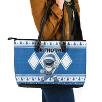 Power Blue Ranger Santa Claus Leather Tote Bag Funny Christmas - Wonder Print Shop