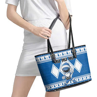Power Blue Ranger Santa Claus Leather Tote Bag Funny Christmas - Wonder Print Shop