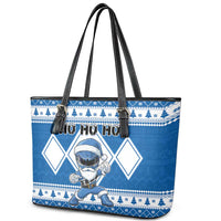 Power Blue Ranger Santa Claus Leather Tote Bag Funny Christmas - Wonder Print Shop