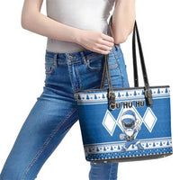Power Blue Ranger Santa Claus Leather Tote Bag Funny Christmas - Wonder Print Shop