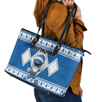 Power Blue Ranger Santa Claus Leather Tote Bag Funny Christmas - Wonder Print Shop