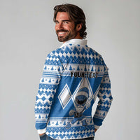 Personalized Power Blue Ranger Santa Claus Long Sleeve Polo Shirt Funny Christmas - Wonder Print Shop