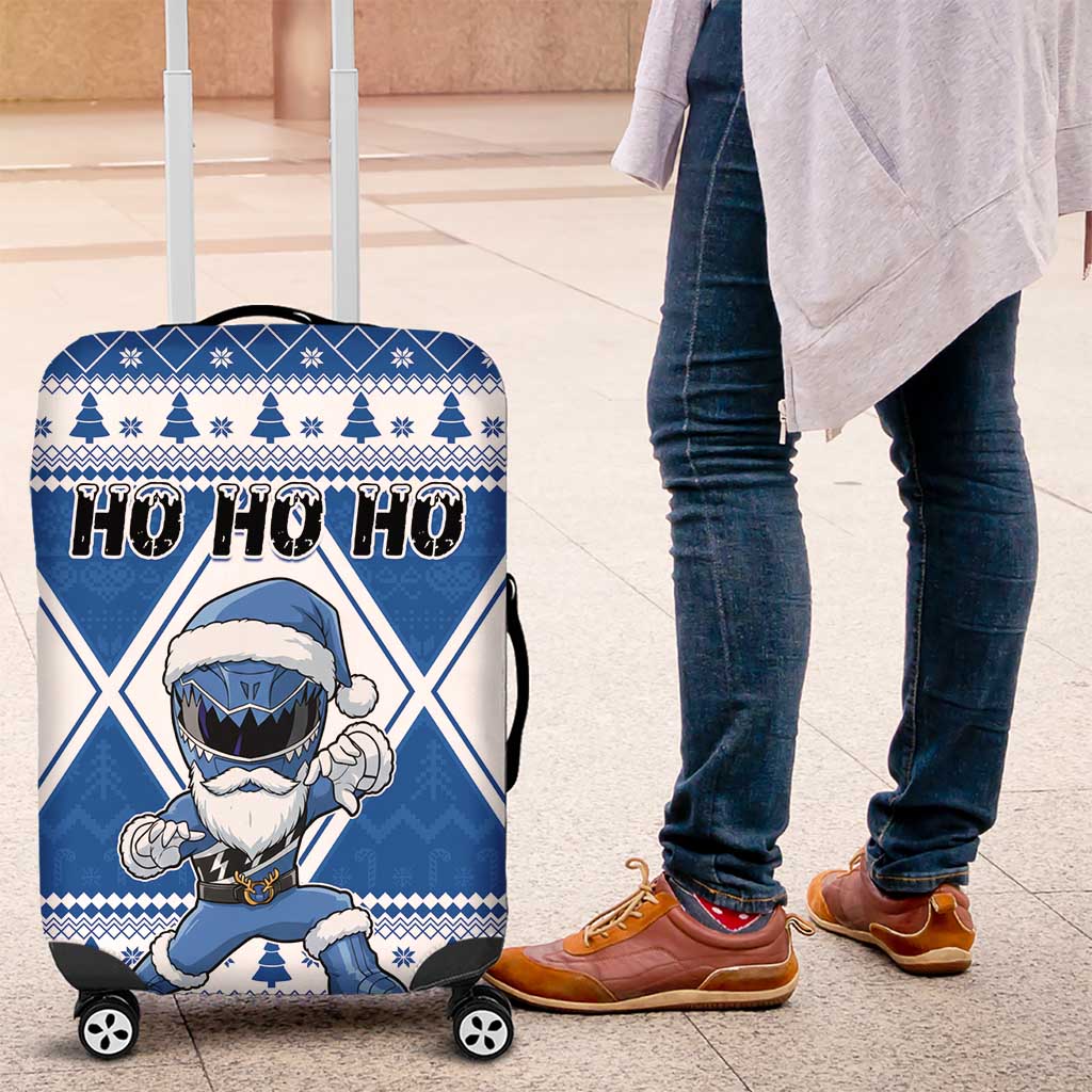 Power Blue Ranger Santa Claus Luggage Cover Funny Christmas - Wonder Print Shop