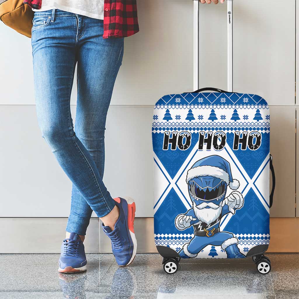 Power Blue Ranger Santa Claus Luggage Cover Funny Christmas - Wonder Print Shop