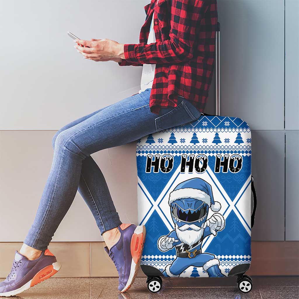 Power Blue Ranger Santa Claus Luggage Cover Funny Christmas - Wonder Print Shop