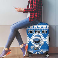 Power Blue Ranger Santa Claus Luggage Cover Funny Christmas - Wonder Print Shop