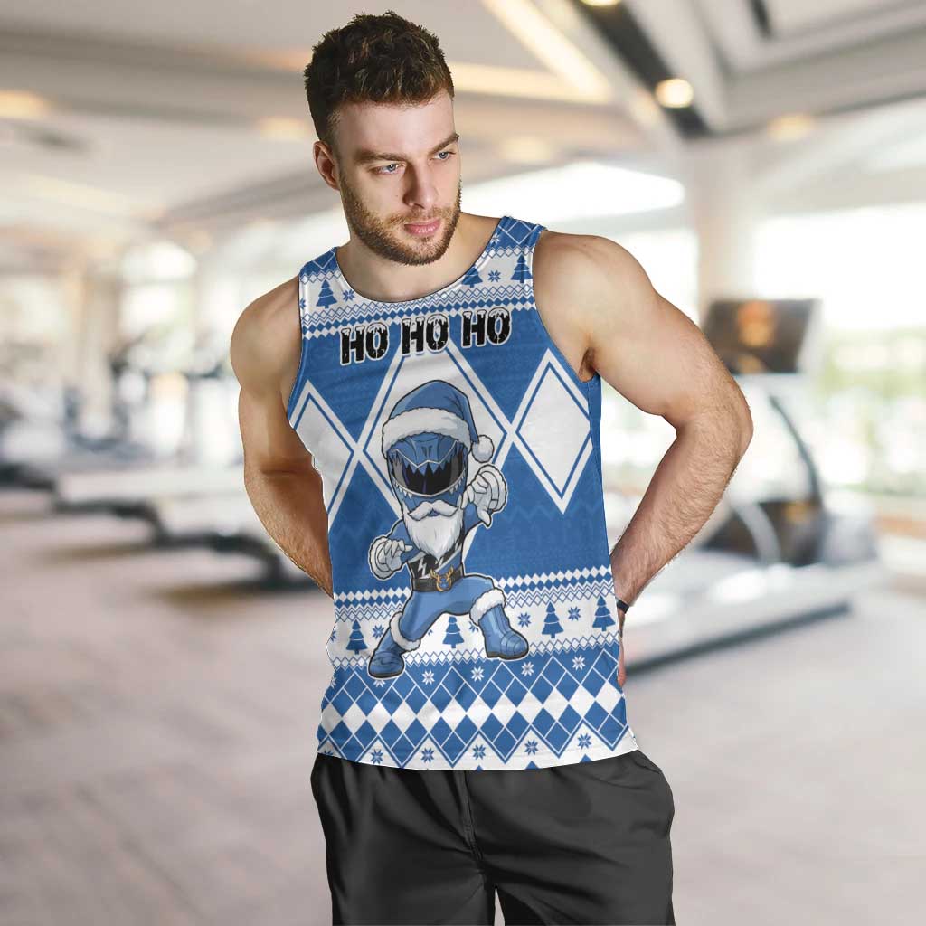 Personalized Power Blue Ranger Santa Claus Men Tank Top Funny Christmas - Wonder Print Shop