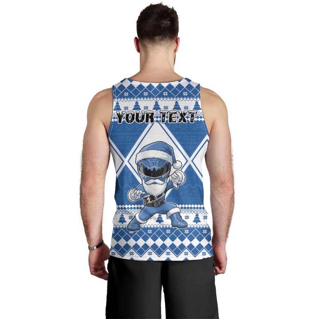 Personalized Power Blue Ranger Santa Claus Men Tank Top Funny Christmas - Wonder Print Shop